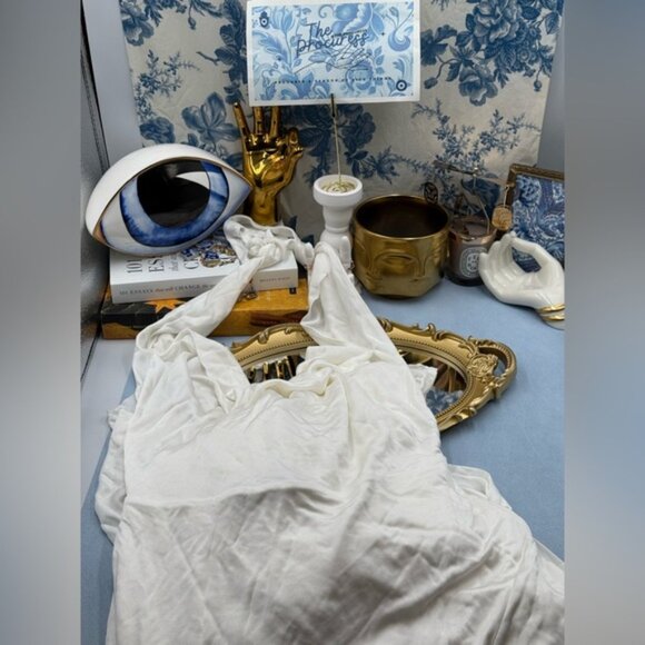 🆕 RAT & BOA 🧿 NWOT Winona White Slinky Cowl Neck Jersey Gown, Sz S - Picture 12 of 16